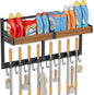 Broom and Mop Organizer Wall Hanging, Broom Holder Wall Mount with Cleaning Supplies Organizer, Broom Hanger Wall Mount with Storage Shelf and Hooks for Laundry Room Garage Kitchen