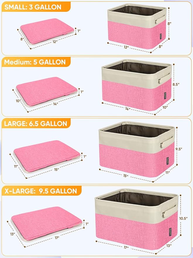BALEINE 1 Pack Fabric Closet Storage Bins for Shelves, Linen Closet Organizers and Storage, Decorative Baskets for Organizing, Shelf, Clothes, Home, Office (Pink, 17''x13''x10.5'')