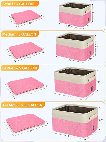 BALEINE 1 Pack Fabric Closet Storage Bins for Shelves, Linen Closet Organizers and Storage, Decorative Baskets for Organizing, Shelf, Clothes, Home, Office (Pink, 17''x13''x10.5'')