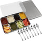 ZALIR 8 Grid Stainless Steel Yakumi Pan, Multi Compartment Yakumi Pans, Condiment Containers, Multi Compartment Food Containers for Herbs, Spices