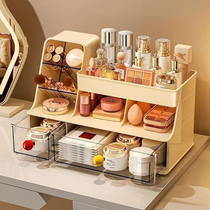 Makeup Organizer with Drawers for Vanity,Bathroom Countertop Organizer with Brushes Holder,Skincare Storage Organizer,Perfect Cosmetic Display Case for Your Beauty Essential