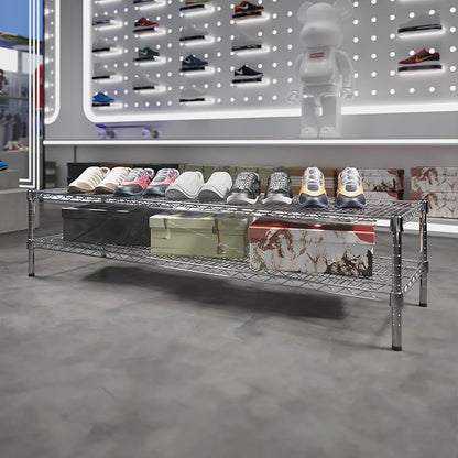 18" Deep x 60" Wide x 14" Height Wire Shelving Kit | 2-Tier | NSF Commercial Storage Rack Unit