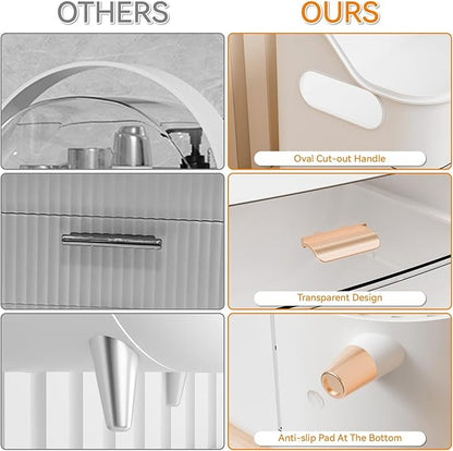 Yieach White Make up Organizer for Countertop,Vanity,Large Capacity Bathroom Makeup Skincare Organizers With Brush Holder,Makeup Storage Organizer for Lotion,Beauty Products,Skin Care,Makeup Display