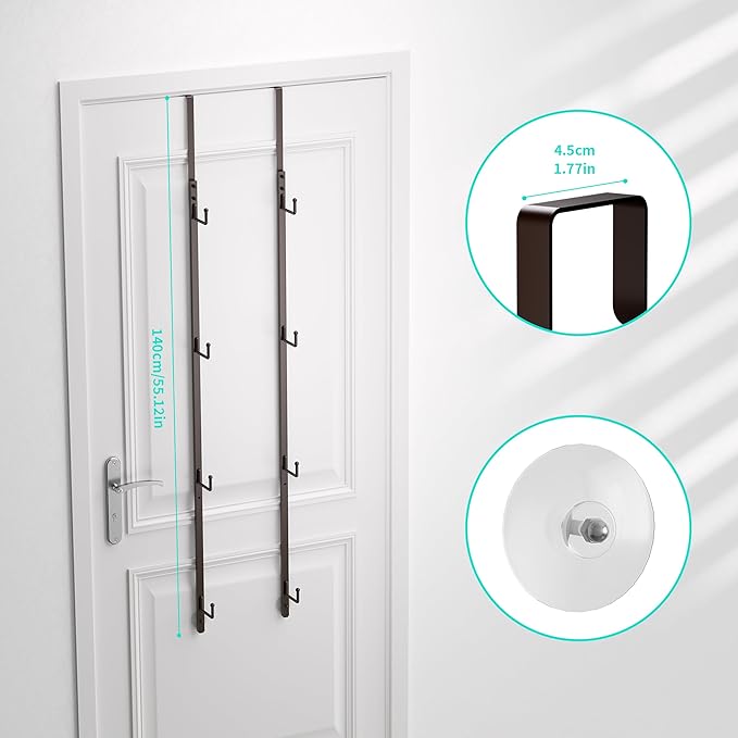 HapiRm Over Door Hat Rack - 2 Packs Hat Organizer with 8 Hooks Design, Hanging Baseball Cap Organizer Storage Holds Up to 40 Caps for Door, Bedroom, Closet (Brown)