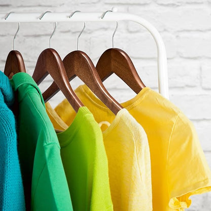 HOUSE DAY Bulk Wooden Hangers 50 Pack, Heavy Duty Wood Coat Hanger for Closet, Smooth Finish Wooden Suit Hanger with Non Slip Pants Bar, Sturdy Wood Clothes Hangers for Shirts, Walnut