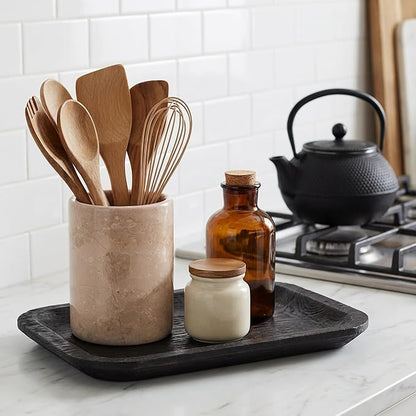 Radicaln Marble Utensil Holder 6.5" Inches Verona Handmade Spoon Holder for Kitchen Counter, Ideal Kitchen Utensils Set Organizer, Farmhouse Kitchens Decor & Cooking Utensil Storage