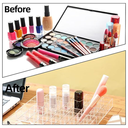 Mumufy Lipstick Holder Clear Acrylic Organizer Makeup Lip Gloss Organizer Plastic Cosmetic Display Case for Lipstick Brushes Bottles Perfume Essential Drawer Vanity Bathroom (72 Slot)