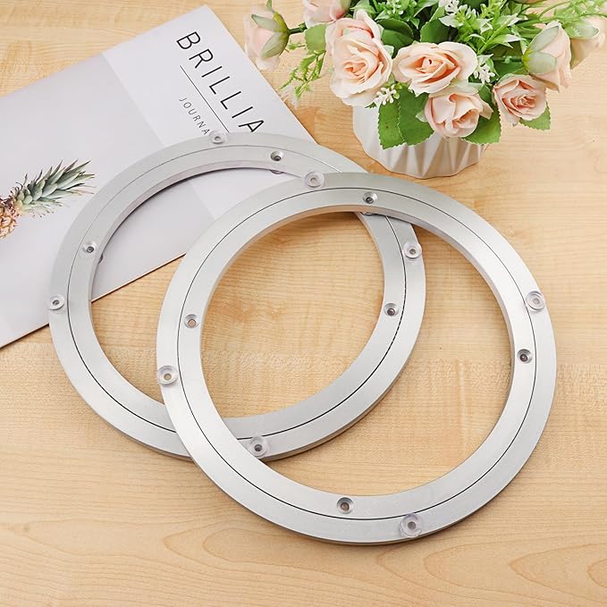 2 Pack 10 Inch Aluminium Alloy Turntable Bearing, Heavy Duty Swivel Turntables Lazy Susan for Round Dining Table, 10" Smooth Swivel Turntable for Lazy Susan Dining Table
