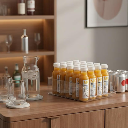 Stacking Can Dispenser, Gravity Fed Beverage Organizer Rack for Refrigerator, Clear PP Plastic Storage for Soda Cans and Bottles