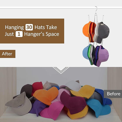 ZEDODIER Hat Hangers for Closet, Rotatable Metal Hat Organizer, Max 40 Storage Capacity, Hat Racks Cap Organizer for Baseball Caps,Spcae Saving Closet Organizers and Storage, Silver