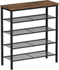 Shoe Rack, 5-Tier Shoe Storage Organizer with 4 Metal Mesh Shelves for 15-20 Pairs, Free Standing Shoe Racks, for Entryway, Hallway, Closet, Dorm Room, Industrial, Rustic Brown