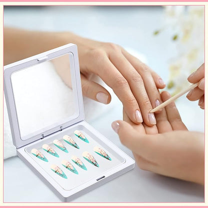 meekoo 30 Pcs Press on Nail Packaging Box with 90 Pcs Adhesive Double Sided Tape Artificial Nail Display Case Storage Container Box Acrylic Packaging Organizer for Art Home Salon(White)