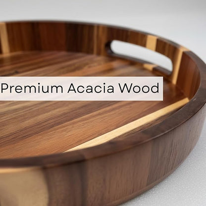 Wooden Lazy Susan for Table Top 12 Inch - Acacia Wood Lazy Susan Turntable Organizer for Kitchen Countertop Dining Table Cabinet - Rotating Tray Centerpiece for Spices Condiments - Large Lazy Susans