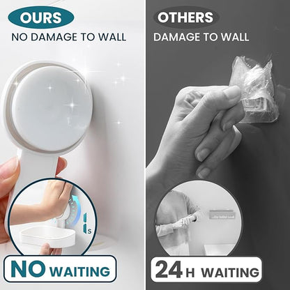 TAILI Soap Holder Soap Dish for Shower, Suction Cup Soap Holder for Shower Wall, Bathroom Accessories, Removable Strong Hold Soap Saver, Drill Free, White