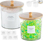 Laundry Room Organization Container, 2pcs Round Acrylic Laundry Pod Storage Containers, Dryer Sheet Holder Jars with Bamboo Lids and Labels for Scent Booster Powder Detergent Pods Storage