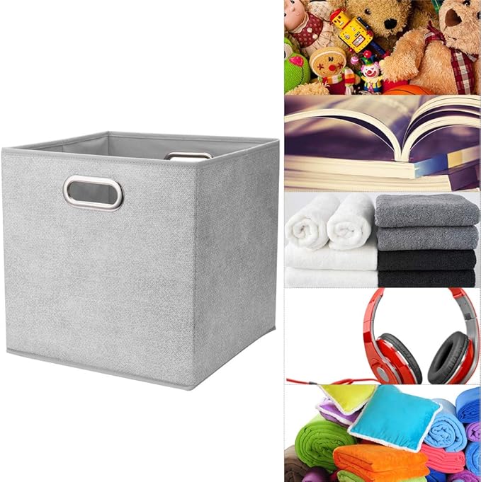 HSDTCollapsible Cloth Cubes Storage Bins Baskets Boxes Grey-White Lattice Pattern 10.5 x 10.5 x 11 Inches - Pack of 6,QY-SC14-6,Brush gradient(Set of 3)