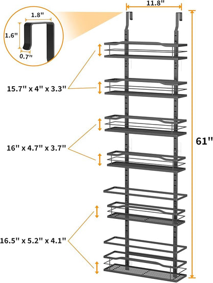 Moforoco 6-Tier Over The Door Pantry Organizer, Pantry Organization and Storage, Black Hanging Basket Cabinet Door Wall Spice Rack Shelves, Home & Kitchen Laundry Room Bathroom Essentials accessories