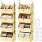 Hanging Closet Organizer 4 Tier 2 Pack with 8 Detachable Bins, Clothes Hanging Shelves, Space-Saving Collapsible Closet Storage System for Bedroom, Dorm, RV, Beige
