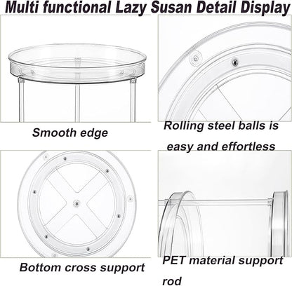2 Pack Clear Lazy Susan Turntable Organizer, 9.25Inch 360 Rotating Makeup Organizer for Vanity, Desktop Cosmetics Display Cabinet and Perfume Organizer for Small Spaces in Kitchen, Bathroom, Dorm