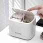 Pop-Up Q-Tip Holder & Cotton Pad Dispenser, Wall Mounted or Countertop Bathroom Organizer Box, Automatic Lifting Storage for Cotton Swabs, Hair Ties, Floss, Dustproof 4-Grid Vanity Container(White)