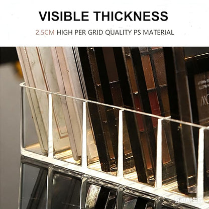 Acrylic Makeup Palette Organizer - Lipstick Organizer - 7-Divided Eyeshadow Palette Organizer for Drawer - Cosmetics Display Storage for Vanity Bathroom Countertop - Clear Cosmetic Organizer