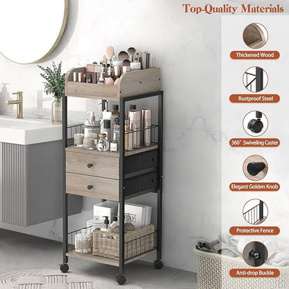 Makeup Organizer, Floor Skincare Organizers Make Up Organizers and Storage with Drawers, Vanity Organizer Cosmetics Display Cases Holder for Skin Care Nail Polish Perfume Black