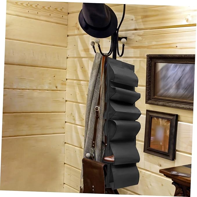 MAGICLULU Hanging Non-Woven Shoe Organizer Portable Large Capacity Storage Bag for Home Use Black Adjustable Hooks for Closet and Door Hanging