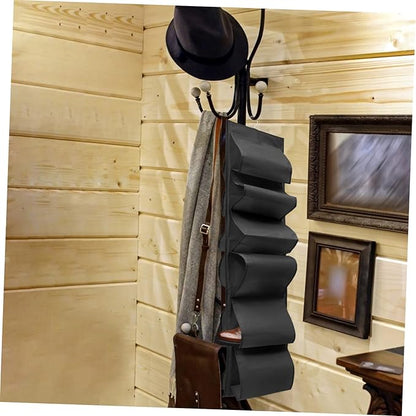 MAGICLULU Hanging Non-Woven Shoe Organizer Portable Large Capacity Storage Bag for Home Use Black Adjustable Hooks for Closet and Door Hanging