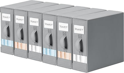 DIMJ Bed Sheet Organizers and Storage 6 Pack - Foldable Sheet Holder, Linen Closet Organizer Box for Sheets Set, Bedding, Blankets, Towel (King & Queen Size), Grey