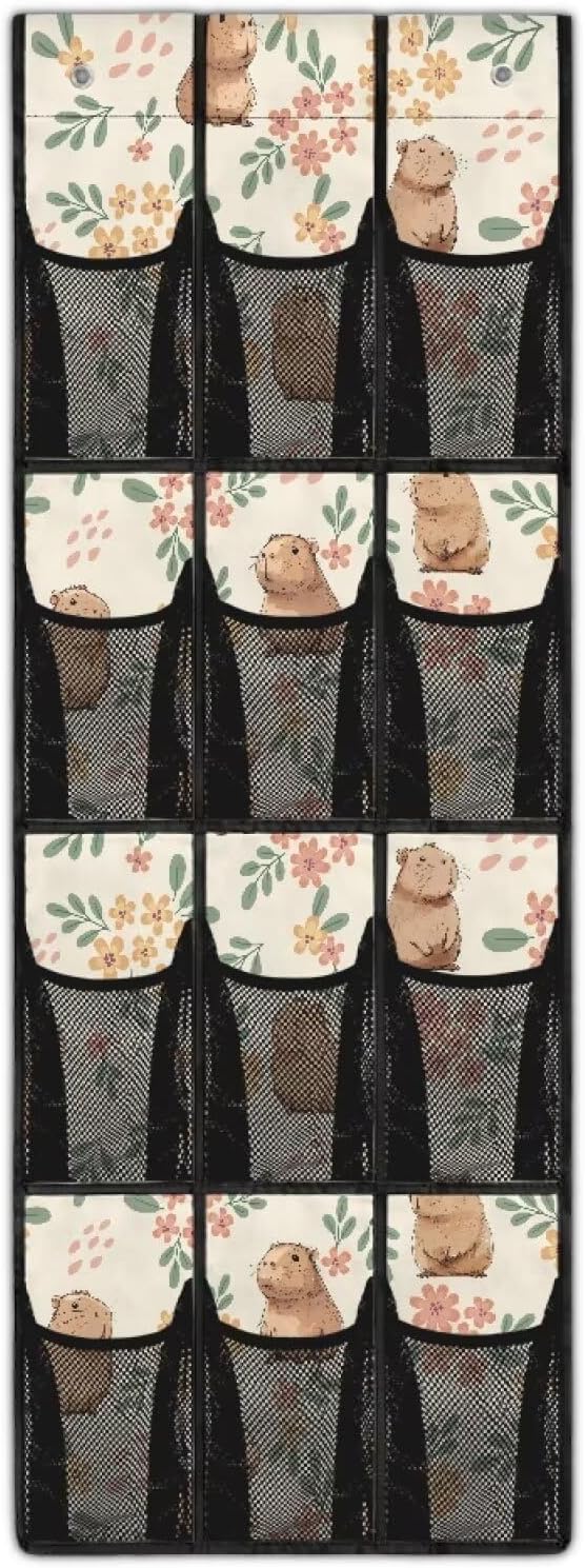 Hamsters Shoe Organizer Over The Door 12 Pockets Door Hanger Organizer Bathroom Space Saving Shoe Holder Hanger for Living Room