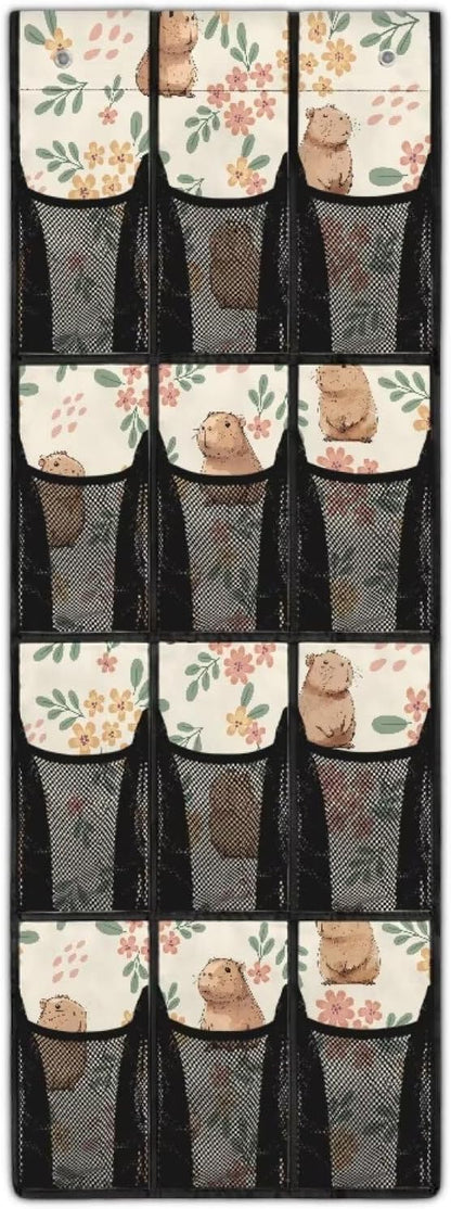 Hamsters Shoe Organizer Over The Door 12 Pockets Door Hanger Organizer Bathroom Space Saving Shoe Holder Hanger for Living Room