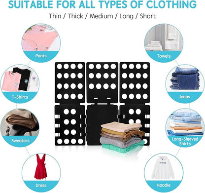 T Shirt Folding Board Laundry Organizer Durable Tool T Shirt Clothes Folder Plastic Easy and Fast Folding Board for Kid Children and Adult to Fold Clothes Black