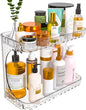 Clear 2 Tier Bathroom Organizer Countertop,10 Inch High-Capacity Vanity Shelf Organizer and Bathroom Tray for Beauty,Lotion,Skin Care,Face Products Make Up,Cosmetic Storage and Perfume Organizers