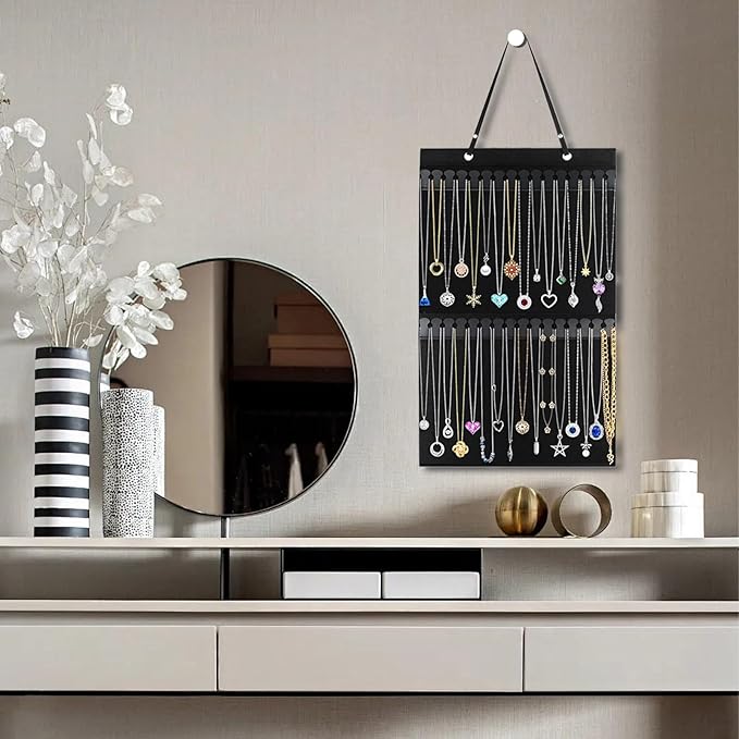 Wall Hanging Jewelry Organizers and Storage, Hanging Necklace Organizer, Necklace Holder Organizer for Closet Door Jewelry Holder for Necklace Bracelet Earring Wall Jewelry Necklace Display Hanger