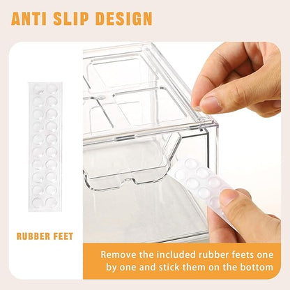 Stebopum 6 Pack Stackable Storage Drawers Clear Acrylic Organizer Makeup Bathroom Organizer and Storage Bins for Beauty Supplies,Ideal for Vanity, Bathroom,Pantry Organization