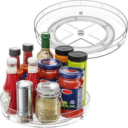 Optish 2 Pack Lazy Susan Organizer, 10.7" Lazy Susan Turntable for Cabinet, Refrigerator Organizer and Storage for Pantry, Closet, Countertop, Non-Skid Fridge Organizers