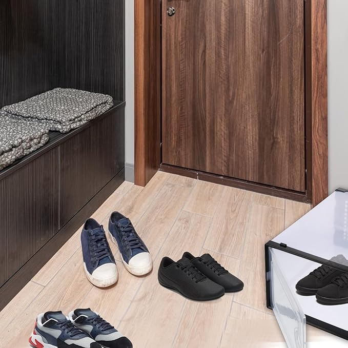 MAGICLULU 2pcs Drawer-style Thickened Plastic Shoe Storage Boxes for Closet Organization, Stackable Simple Shoe Cases for Sneakers and Boots Style