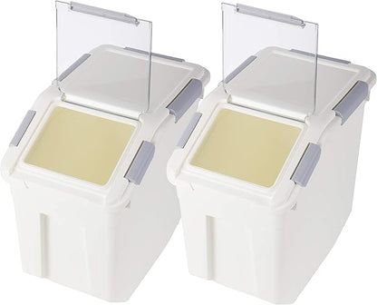 EonTone [2-Pack] 30 lbs Rice Storage Container, 15L Airtight Food Bin with Wheels for Flour, Pet Food