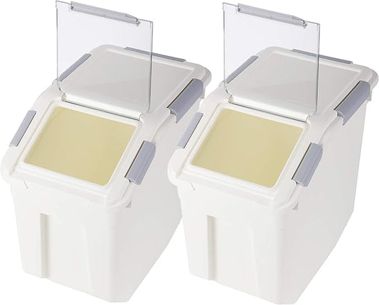 EonTone [2-Pack] 30 lbs Rice Storage Container, 15L Airtight Food Bin with Wheels for Flour, Pet Food