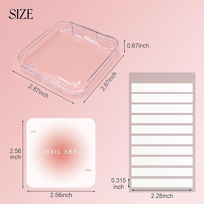 Qsnidy 9 Pcs Press On Nail Storage Box, Transparent Acrylic Fake Nail Case with 9 Display Cards and 2 Sheets of Double-Sided Adhesive Tape (20 Strips) for Nail Art Home Salon Packaging Use
