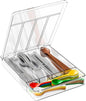 Yieach Clear Silverware Organizer with Lid - 9 inch Wide - Small Silverware Drawer Organizer & Tray and Utensil Drawer Organizers with Lid,BPA Free Plastic Flatware Drawers Organizers for Fork,Spoon