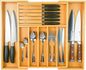 Wencrfat Silverware Drawer Organizer with Removable Knife Block and Dividers, Expandable Bamboo Kitchen Drawer Organizer, Flatware Utensil Cutlery Organizer for Drawer 8 Compartments