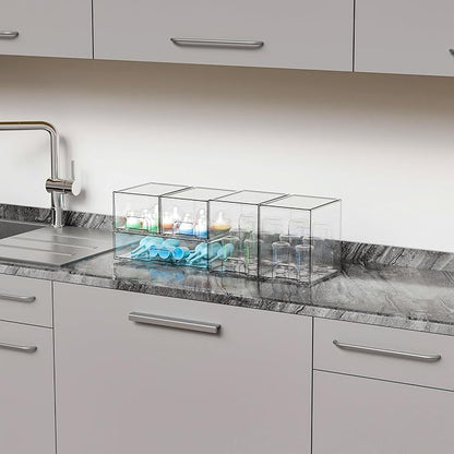 Yieach 5 Set Clear Stackable Storage Drawers and Acrylic Drawer Organizer,BPA Free Baby Bottle Organizer for Countertop and Bottle Station Organizer for Breast Pump Parts,Pacifier and Baby Accessories