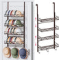 SWTYMIKI Over Door Hat Organizer - 5 Tier Wall Mounted Hat Rack with 4 Adjustable Metal Basket and 3 Hooks, Hanging Baseball Cap Organizer Storage Holds up to 49 Caps for Door, Bedroom, Closet