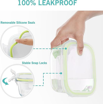 Vtopmart 8 Pack Glass Food Storage Containers with Lids (Grass Green)
