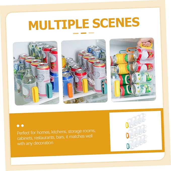 Garneck 3pcs Fridge Soda Can Organizer Multi-can Storage Dispenser for Drinks Refrigerator Beverage Holder for Kitchen and Bar Random Colors