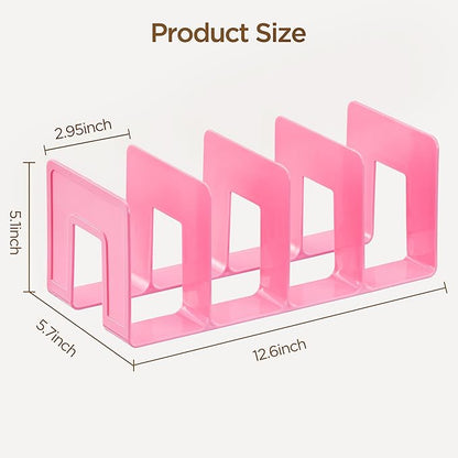 HBlife Pink Acrylic Kids Shoe Rack for Closet Organizers and Storage, Small Shoe Rack 4 Sections Toddler Baby Shoe Storage Organizer Stackable Shoe Shelf,Desk File Sorter Book Purse Organizer(2 Pack)