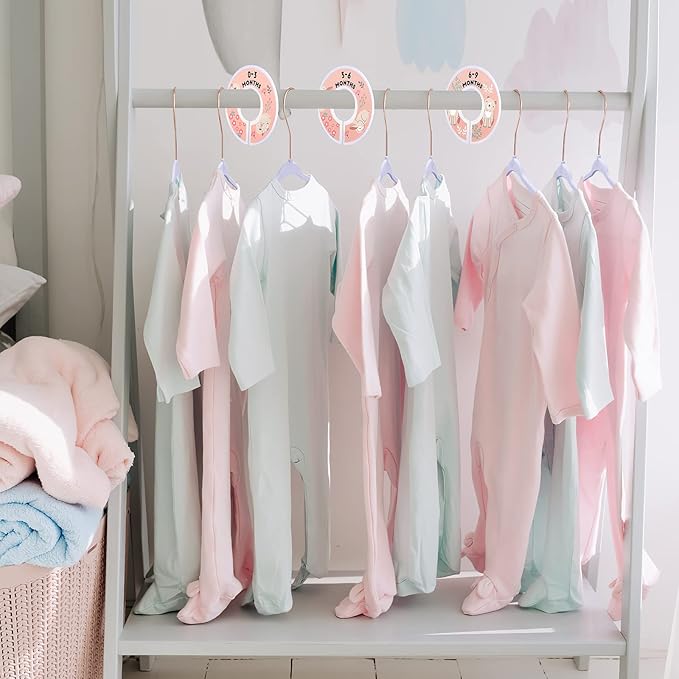 VIS'V Baby Hangers, 11 Inch Velvet Kids Hangers with 6 Pcs Clothes Size Dividers, Infant Toddler Nursery Closet Organization, Non Slip, Lavender, 50 Pcs