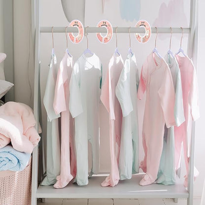 VIS'V Baby Hangers, 11 Inch Velvet Kids Hangers with 6 Pcs Clothes Size Dividers, Infant Toddler Nursery Closet Organization, Non Slip, Lavender, 50 Pcs