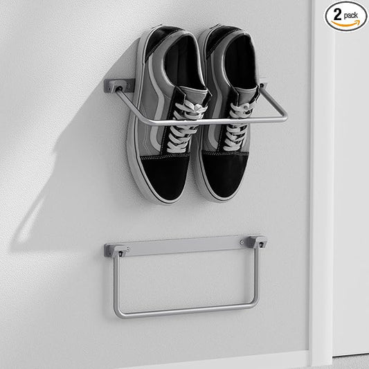i frmmy Foldable Wall-Mounted Shoe Rack- Aluminum Hanging Shoe Organizer, Efficient Holder and Storage Rack for Various Shoes, Door Shoe Hangers- 2 Packs